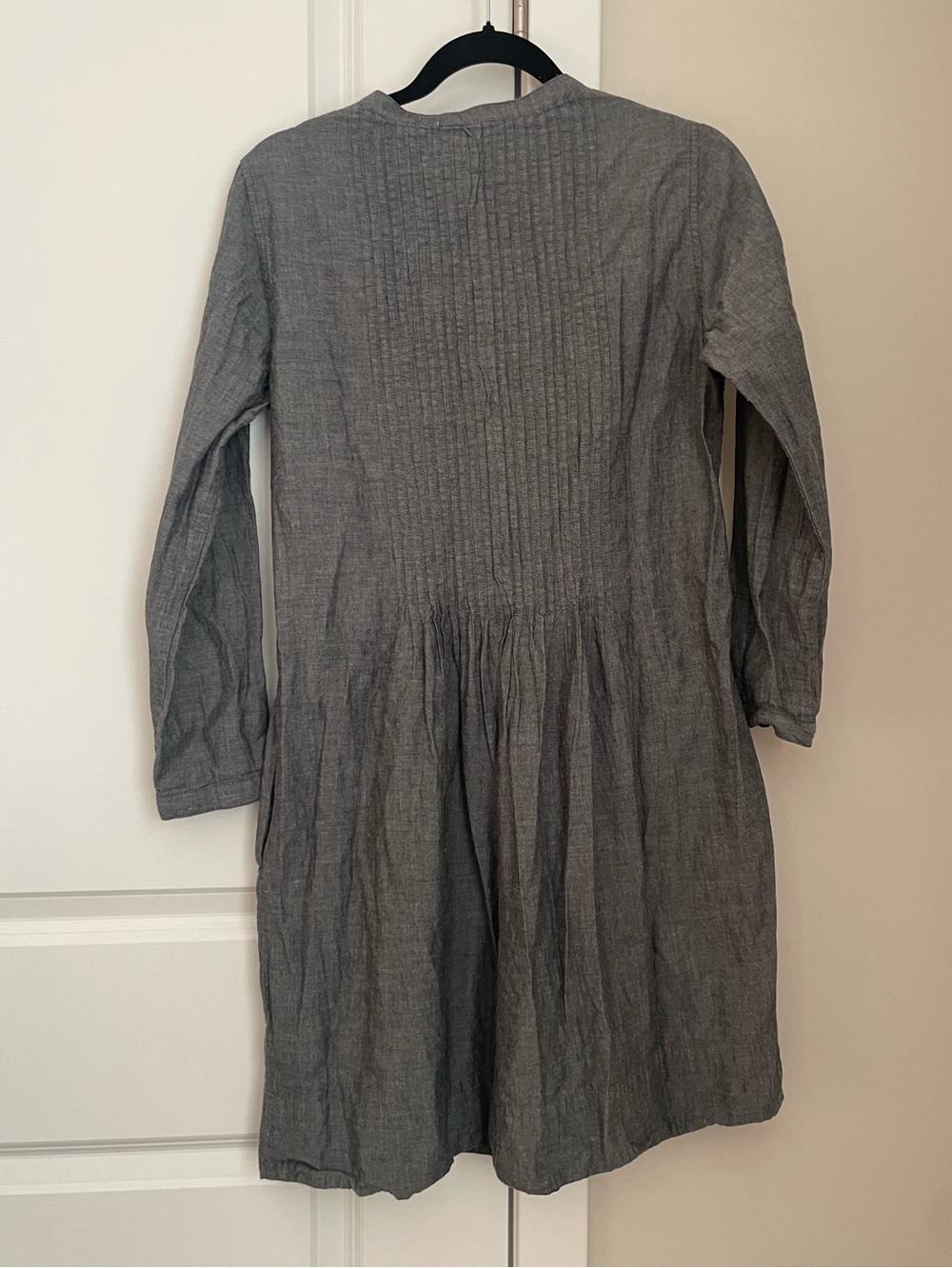 GAP Pleated Chambray Dress Longsleeve Gray Small - Picture 3 of 3